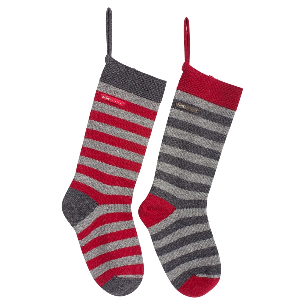 Maileg GREY Stripe Wool Christmas Sock - 52cm