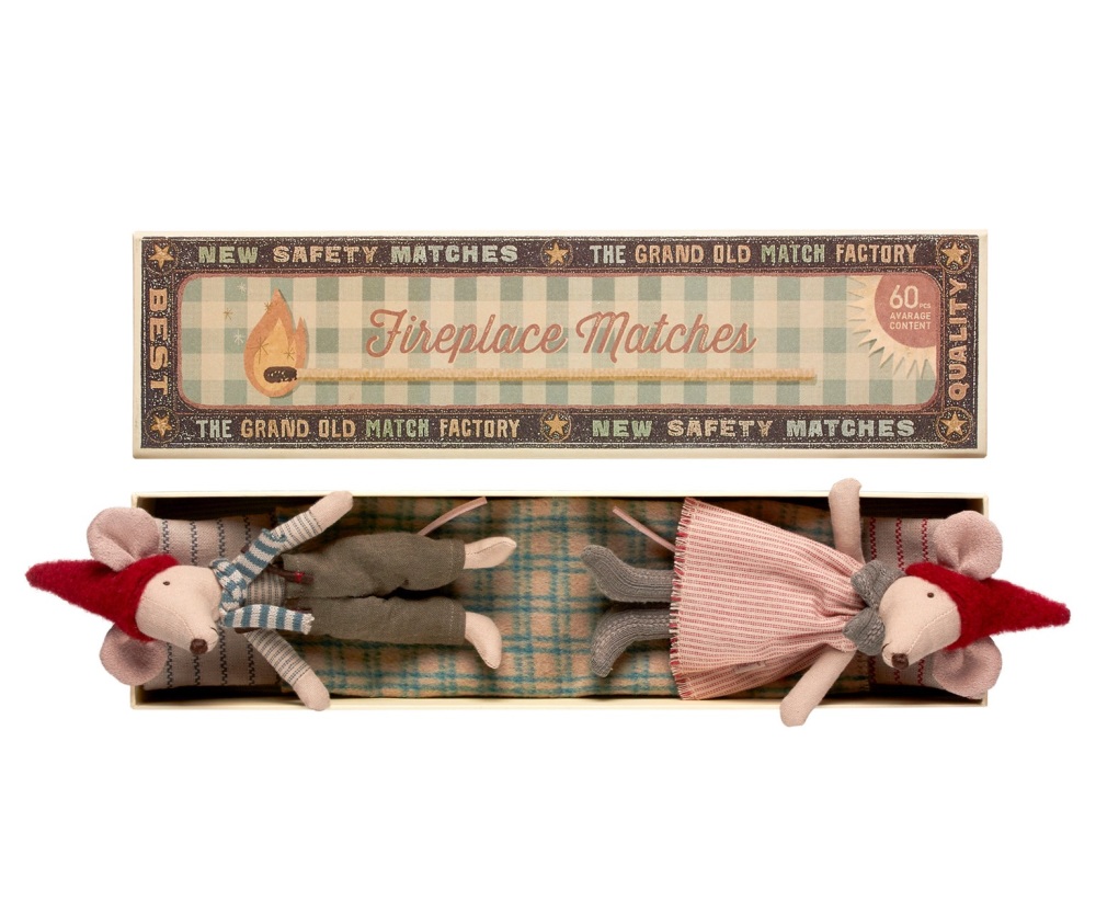 Maileg Christmas Mice in Matchbox - Mum and dad