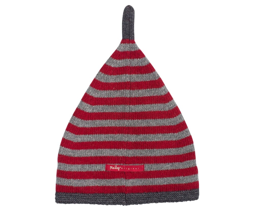 Maileg Red and Grey Stripe Wool Christmas Pixy Hat 4 - 6 years