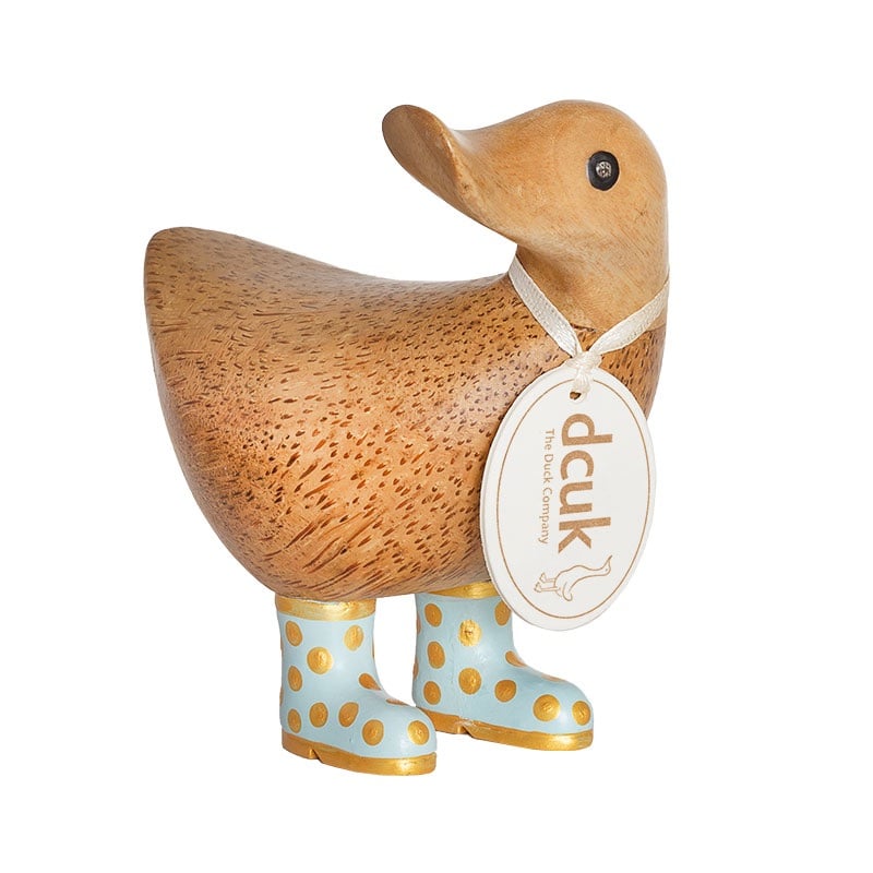 Dcuk Ducky with Blue and Gold Spotty Welly Boots 12cm