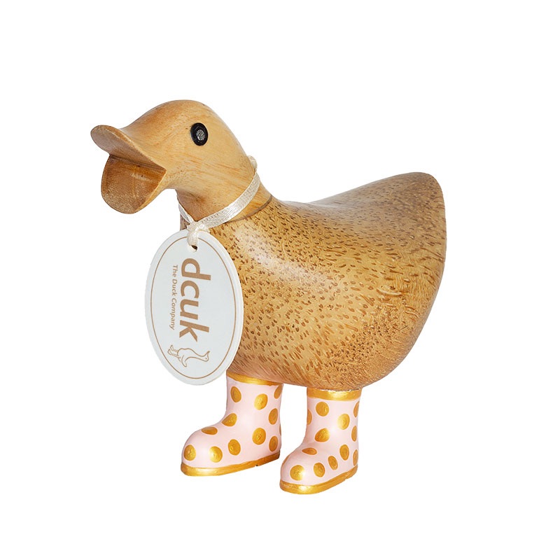 Dcuk Ducky with Pink and Gold Spotty Welly Boots 12cm