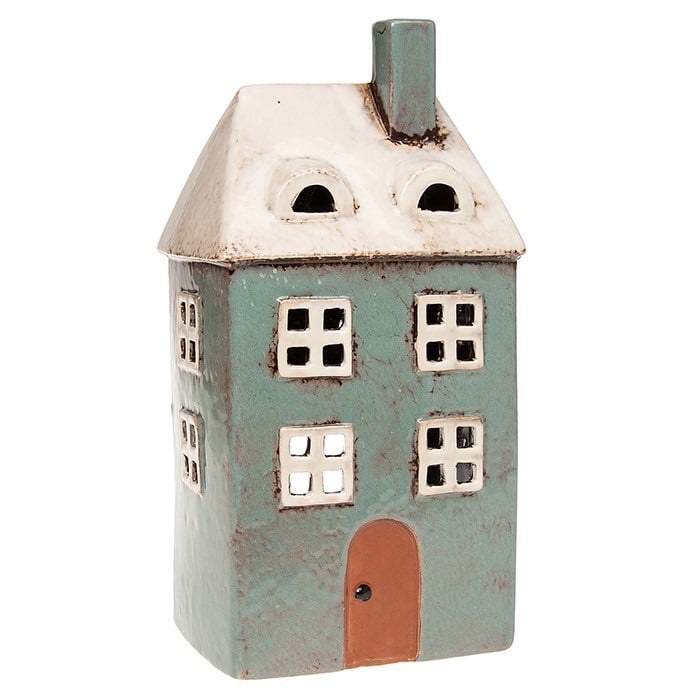 Glazed Pottery Tealight House - Tall