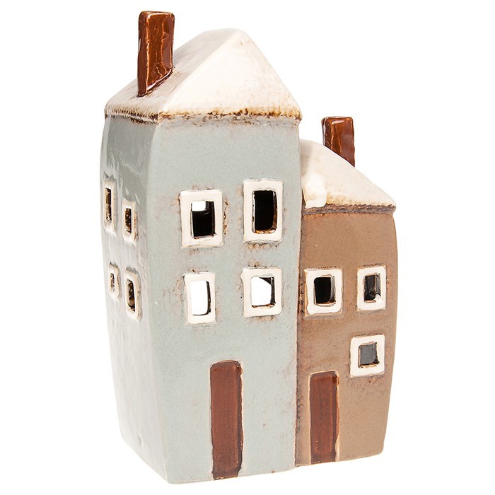 Glazed Pottery Tealight House - Double