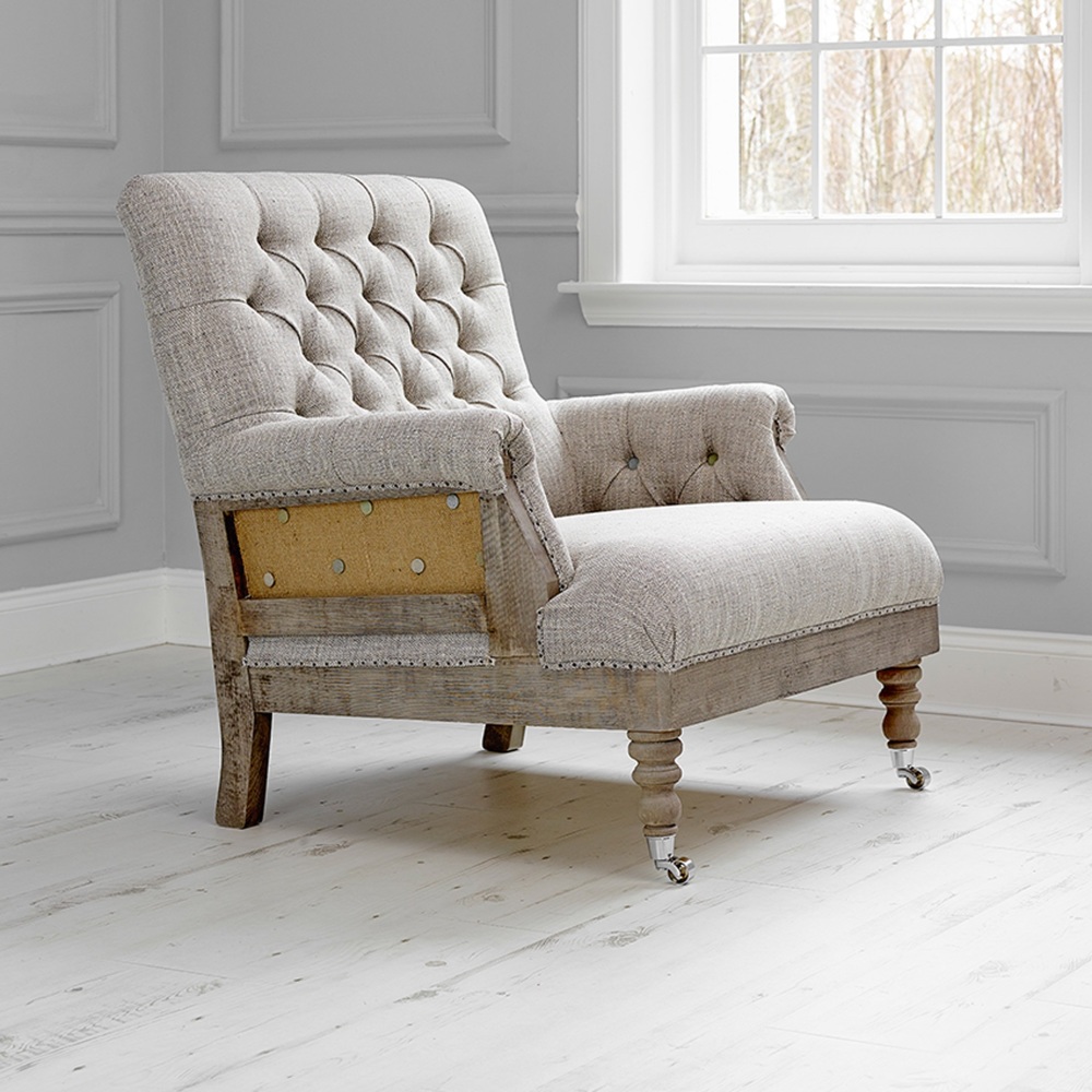 Vintage Style, Linen and Jute De-constructed Armchair
