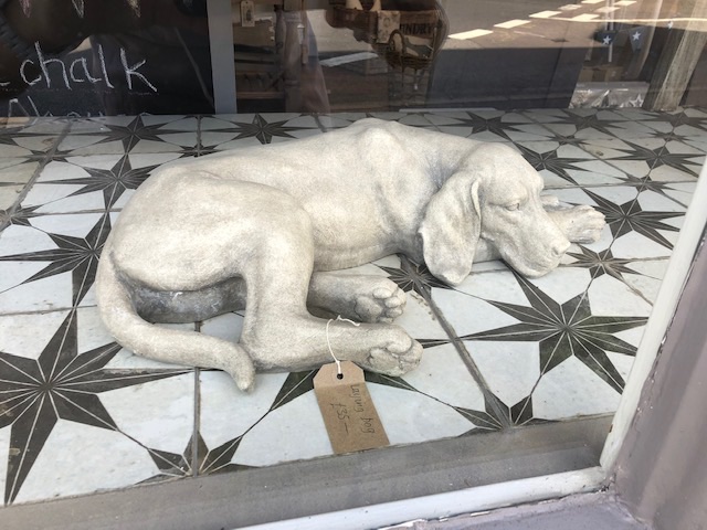 Grey Stone Effect Laying Dog