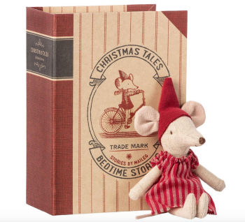 Maileg Christmas Mouse in Book - Big Sister Rare - Discontinued
