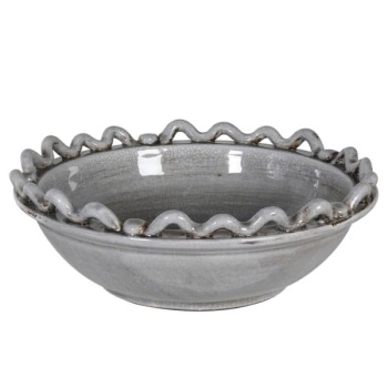 Artisan Inspired Grey Bowl - Wave and Bobble Edging