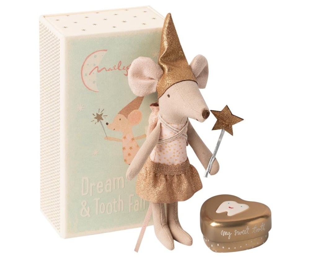 Maileg Tooth Fairy Girl Mouse In Matchbox With Tooth Tin