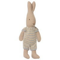 Maileg Micro Rabbit in Knitted Outfit - Pale Blue Stripe