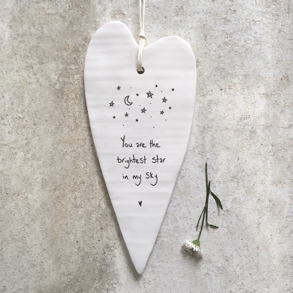 East of India Wobbly Long Hanging Heart - You Are The Brightest Star in My 