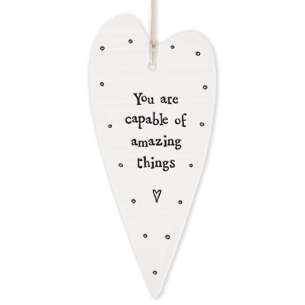 East of India Wobbly Long Hanging Heart - You Are Capable of Amazing Things