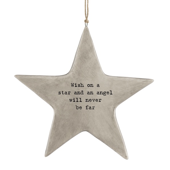 East Of India Rustic Hanging Star - Wish on a star