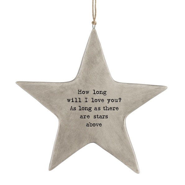 East Of India Rustic Hanging Star - How Long Will I Love You
