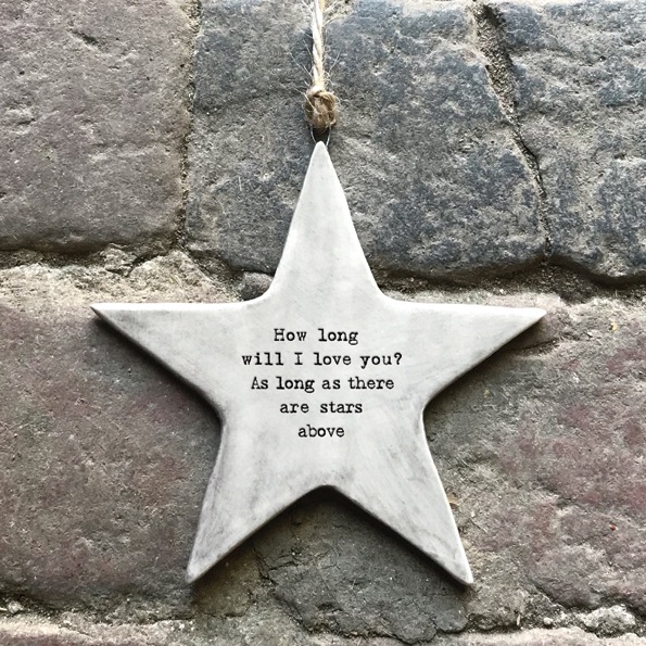 East Of India Rustic Hanging Star - How Long Will I Love You