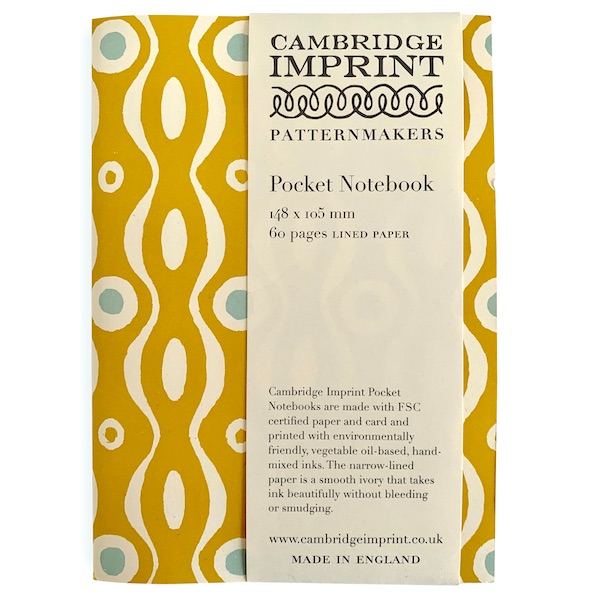 Cambridge Imprint Pocket Notebook - Persephone Mustard and Pale Turquoise