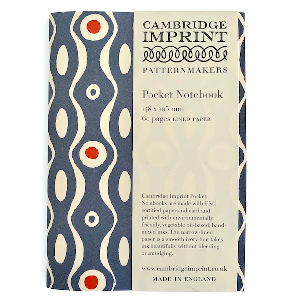 Cambridge Imprint Pocket Notebook - Persephone Cornflower and Red
