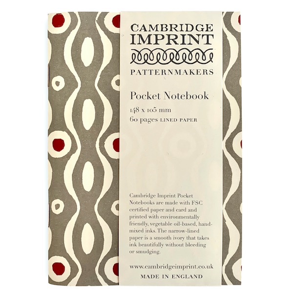 Cambridge Imprint Pocket Notebook - Persephone Grey and Crimson