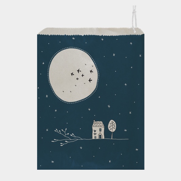 East of India Pack of 10 Gift Bags - Full Moon Navy