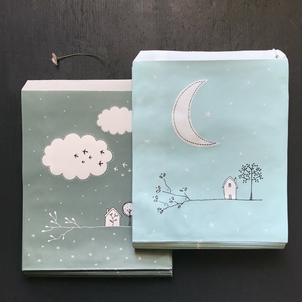 East of India Gift Bags - New Moon Blue 10 Pieces