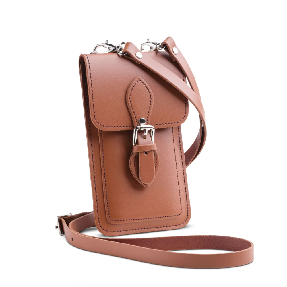 Zatchels Handmade Leather Mobile Phone Pouch - Chestnut