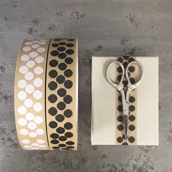 East of India  50 Metres Brown Tape - White Dots
