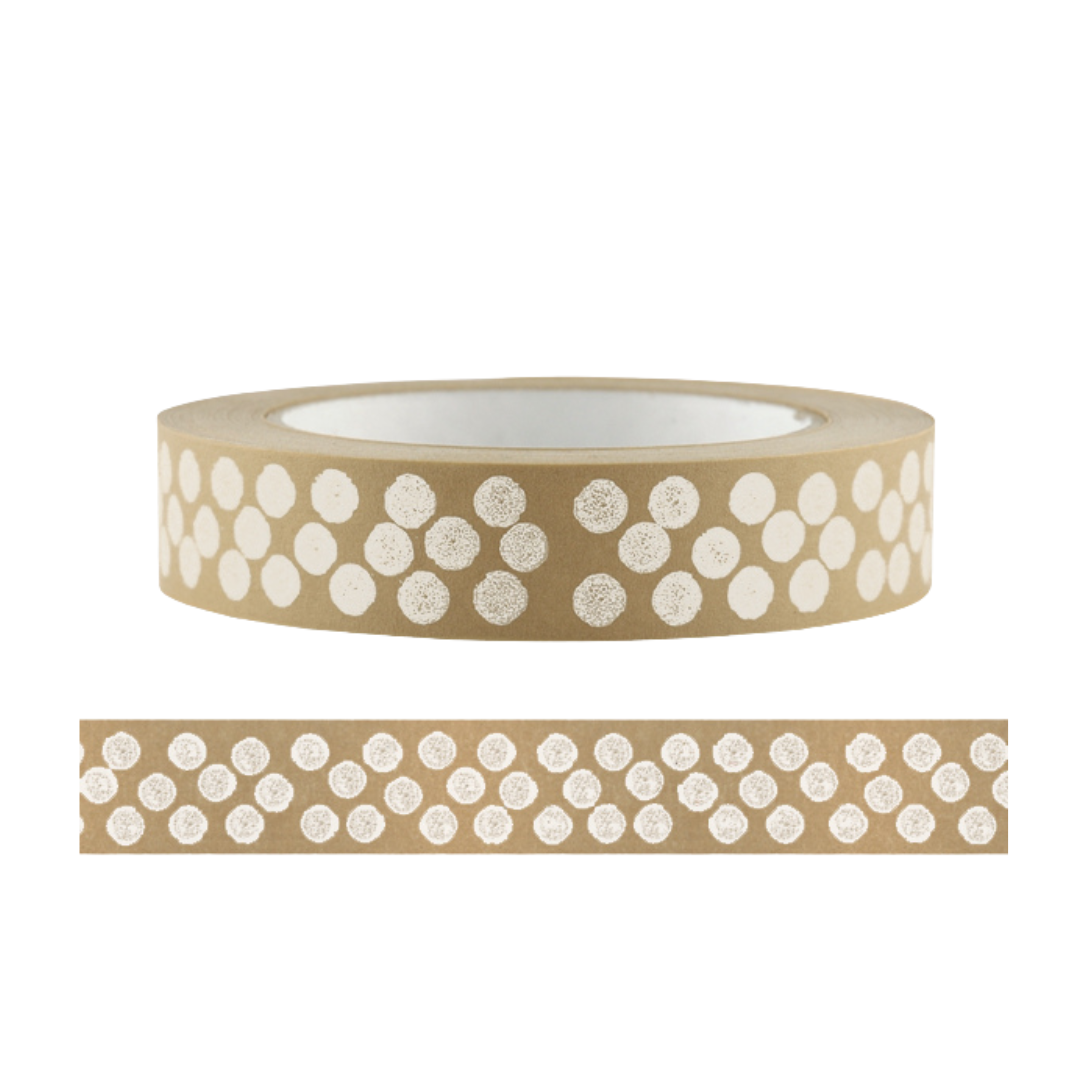 East of India  50 Metres Brown Tape - White Dots