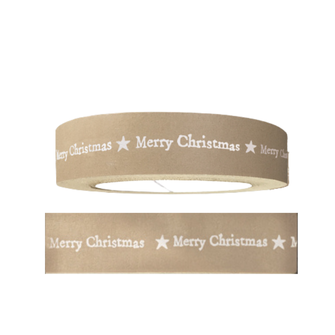 East of India  50 Metres Brown Tape - Merry Christmas