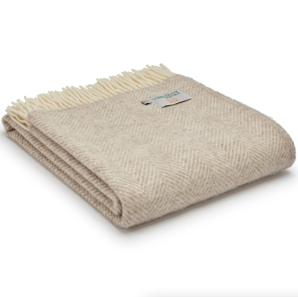 Tweedmill Fishbone Blanket - Hazel - Large