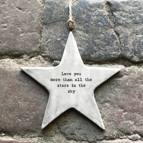 East Of India Rustic Hanging Star - Love You More Than All The Stars In The Sky.