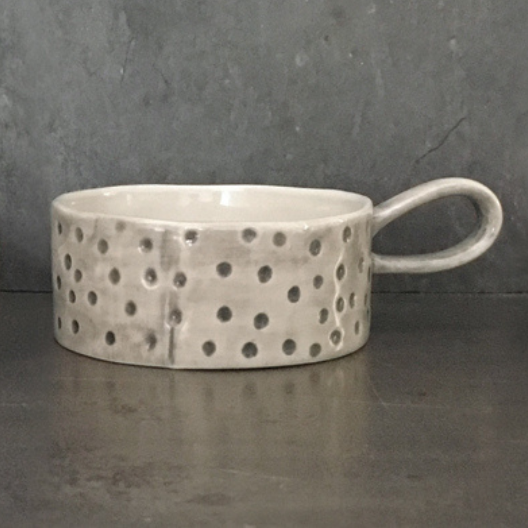 East of India Ceramic Tea Light Holder - Dimpled Spot