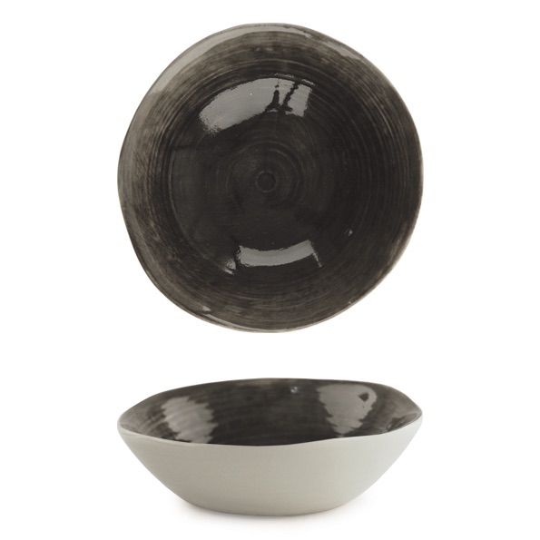 East of India Ceramic Hand Painted Bowl - Black Wash