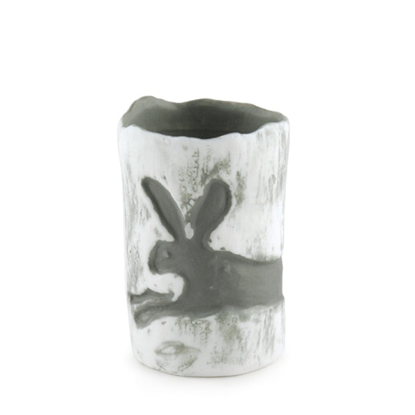 East of India Small Ceramic Vase - Running Rabbit