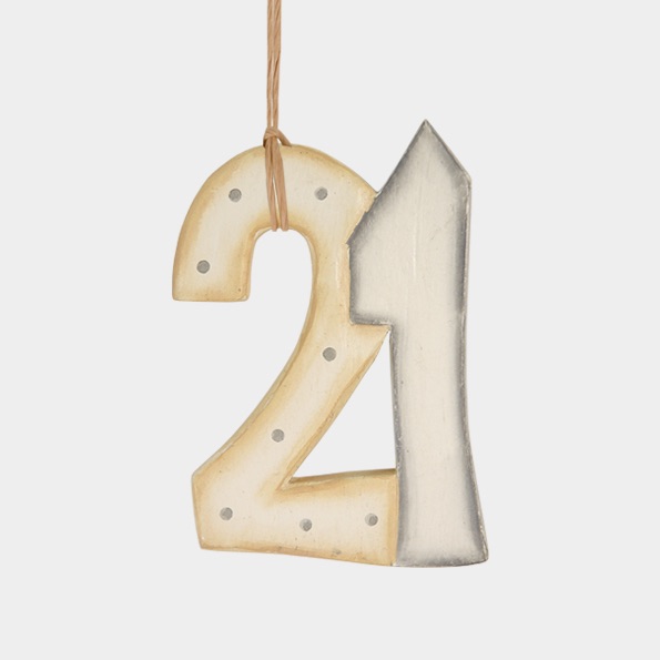 East of India Wooden Number on String - 21