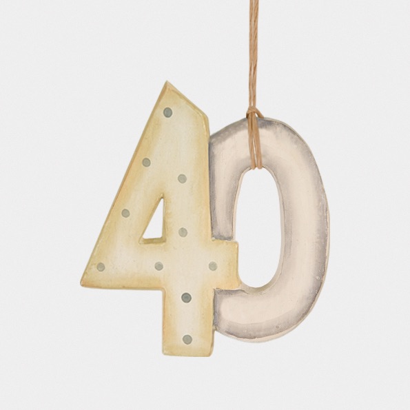 East of India Wooden Number on String - 40