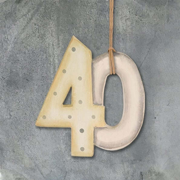 East of India Wooden Number on String - 40