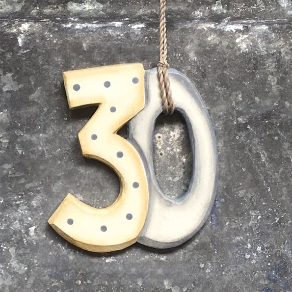 East of India Wooden Number on String - 30