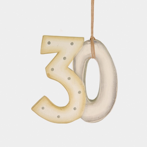 East of India Wooden Number on String - 30