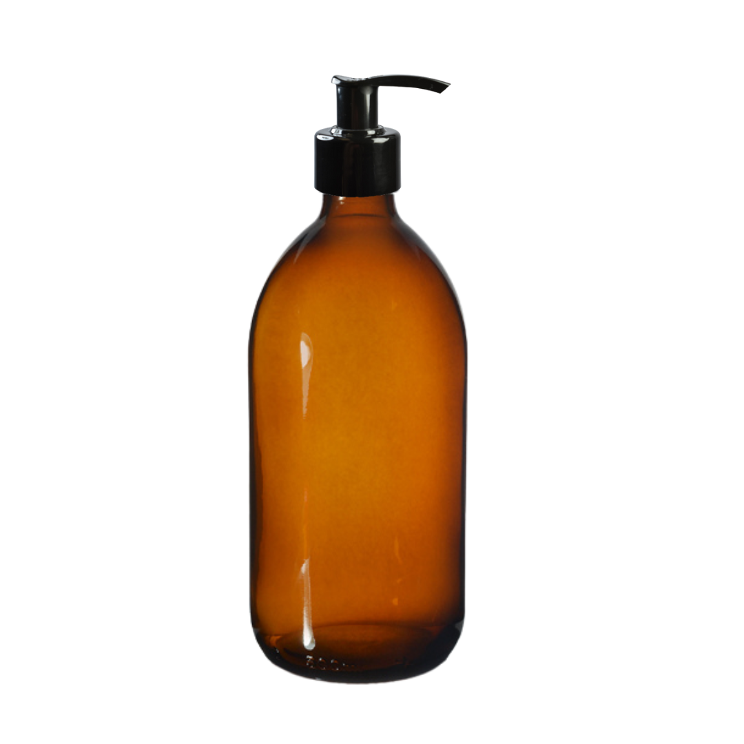 Amber Glass Bottle with Pump - 1 litre