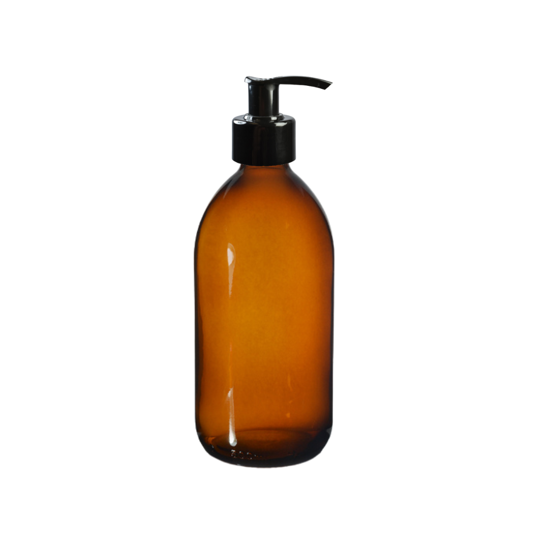 Amber Glass Bottle with Pump - 500ml