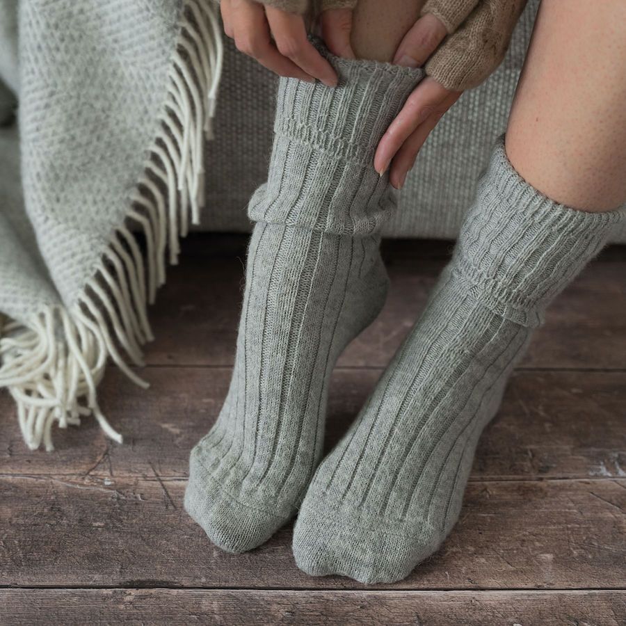 Alpaca Bed/Lounge Socks - Grey