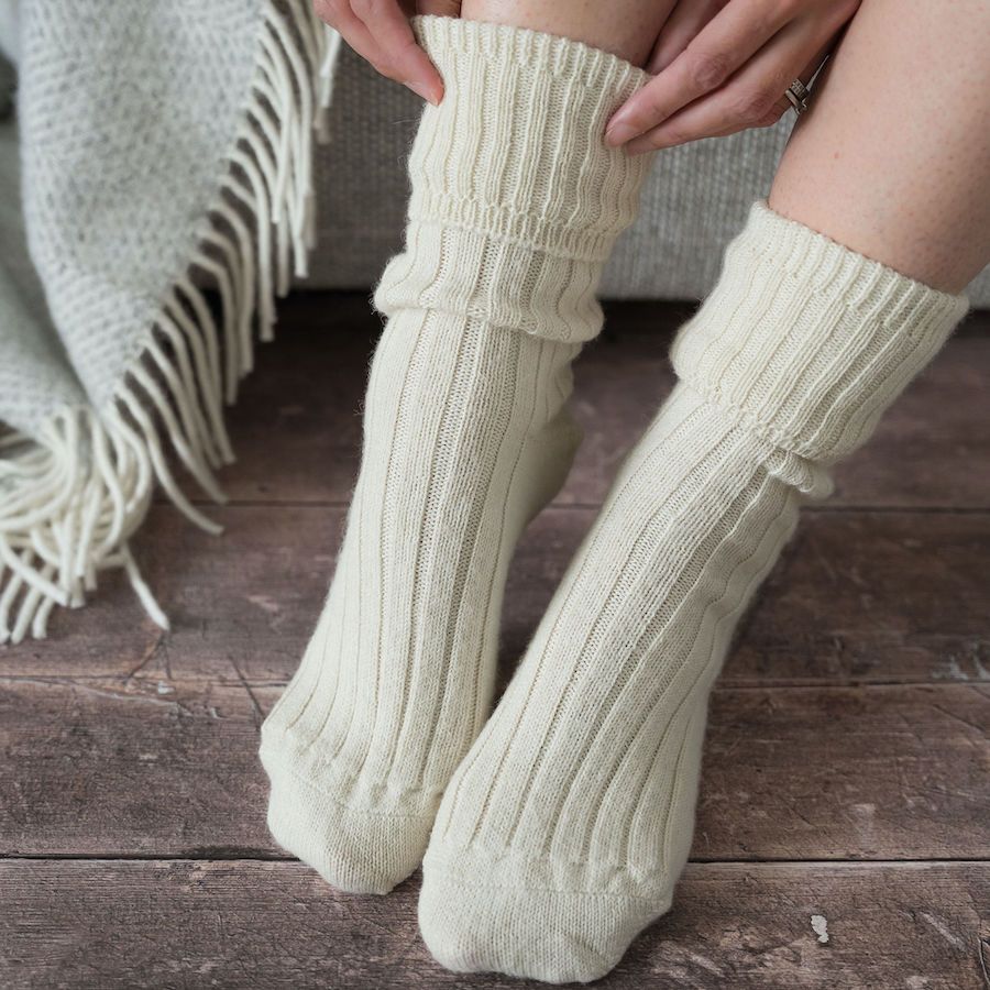 Alpaca Bed/Lounge Socks - Cream