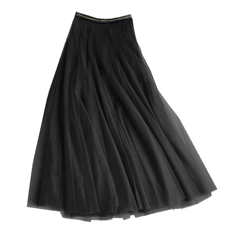 Black Tulle Layer Midi Skirt - Medium