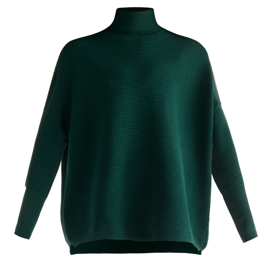 Paisie Ribbed Turtleneck Jumper - Dark Green L/XL