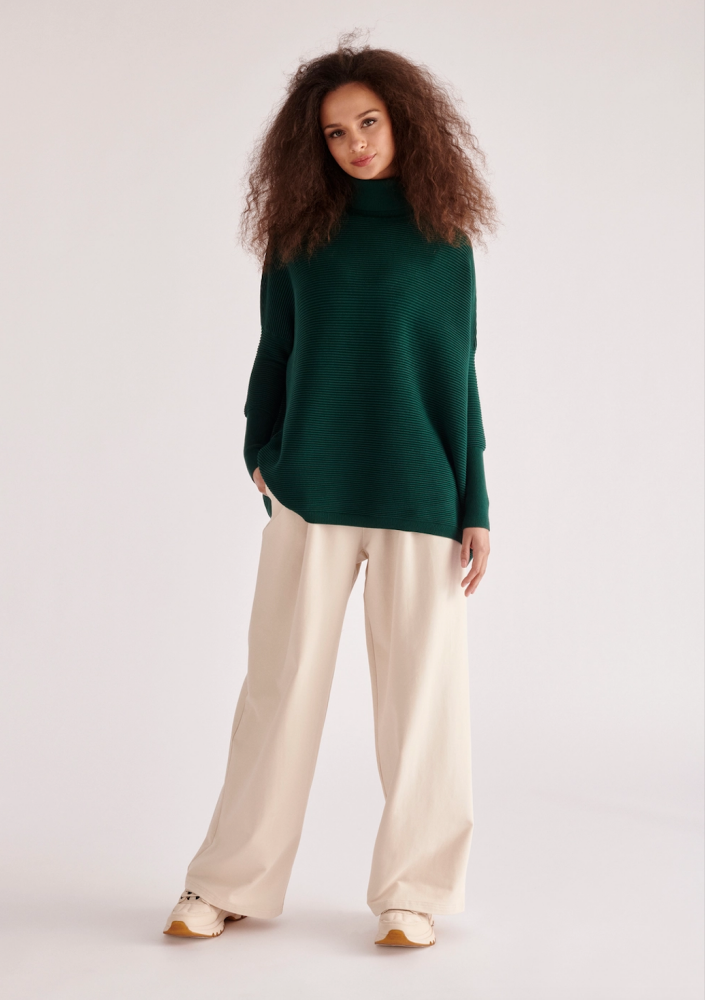 Paisie Ribbed Turtleneck Jumper - Dark Green L/XL