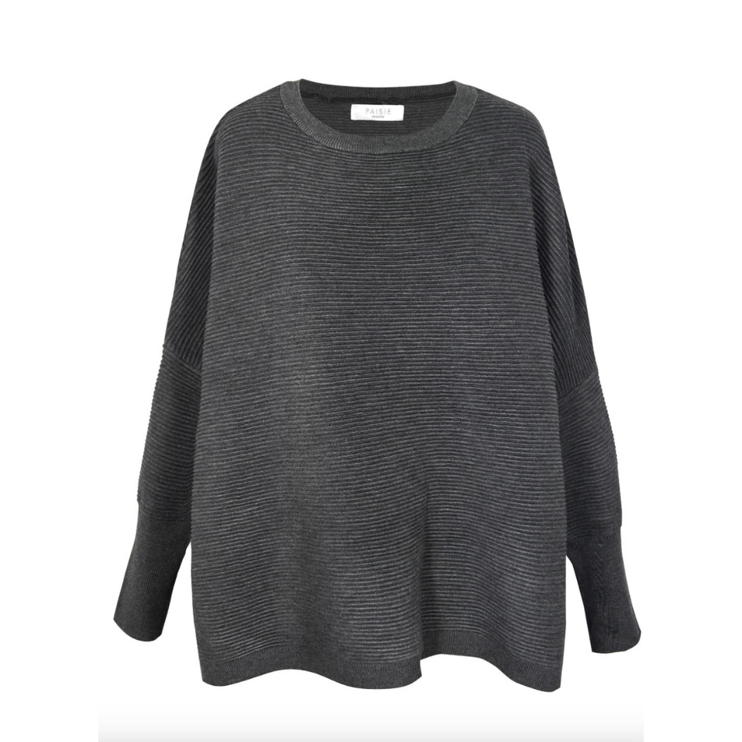 Paisie Oversized Ribbed Jumper - Charcoal