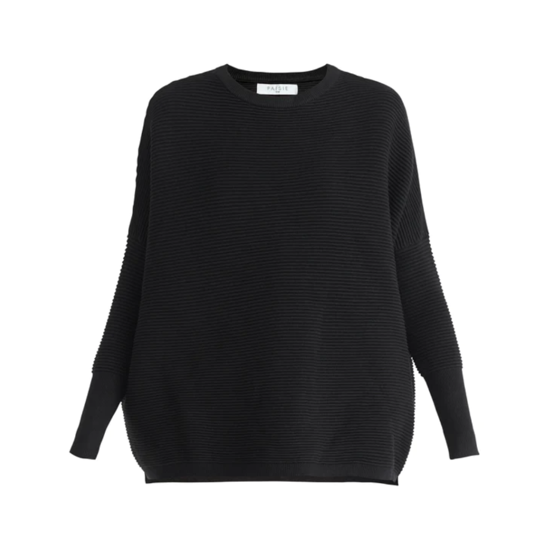 Paisie Oversized Ribbed Jumper - Black
