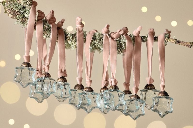 Nkuku Sardi Star Baubles - Set of 12 Clear