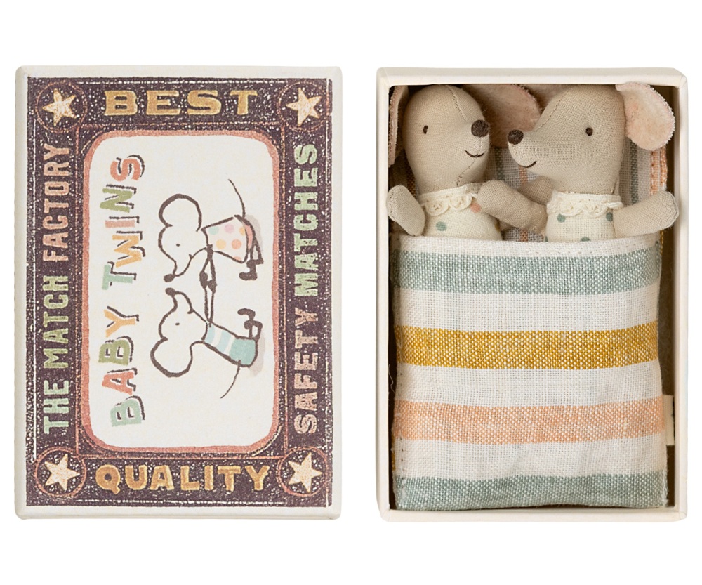 Maileg Baby Twins Mice  in Matchbox