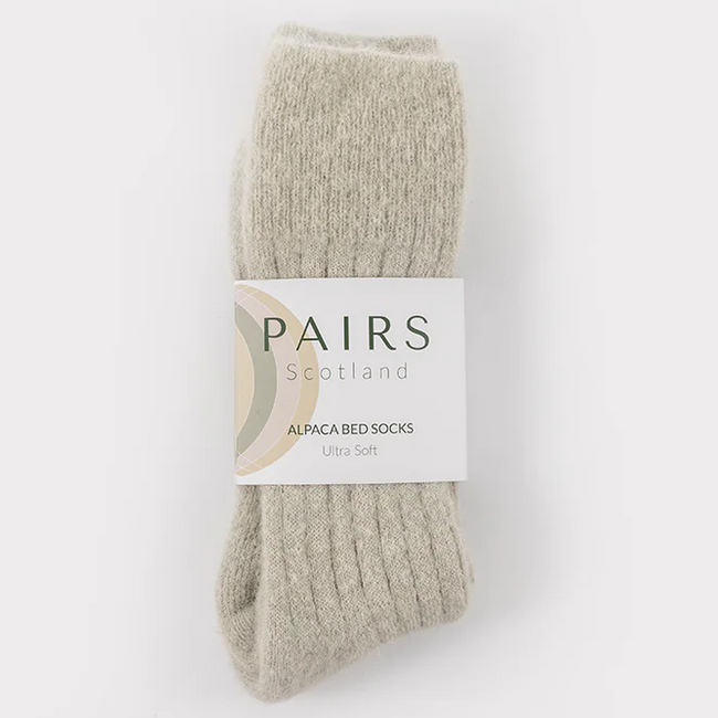 Pairs Scotland Ultra Soft Alpaca Bed Socks - Pearl Grey