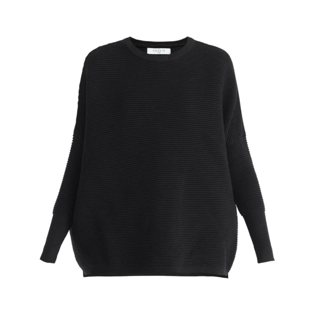 Paisie Oversized Ribbed Jumper - Black L/XL